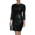 Genuine Leather Celebrity Gemma Arterton Black Dress - Luxurena Leather
