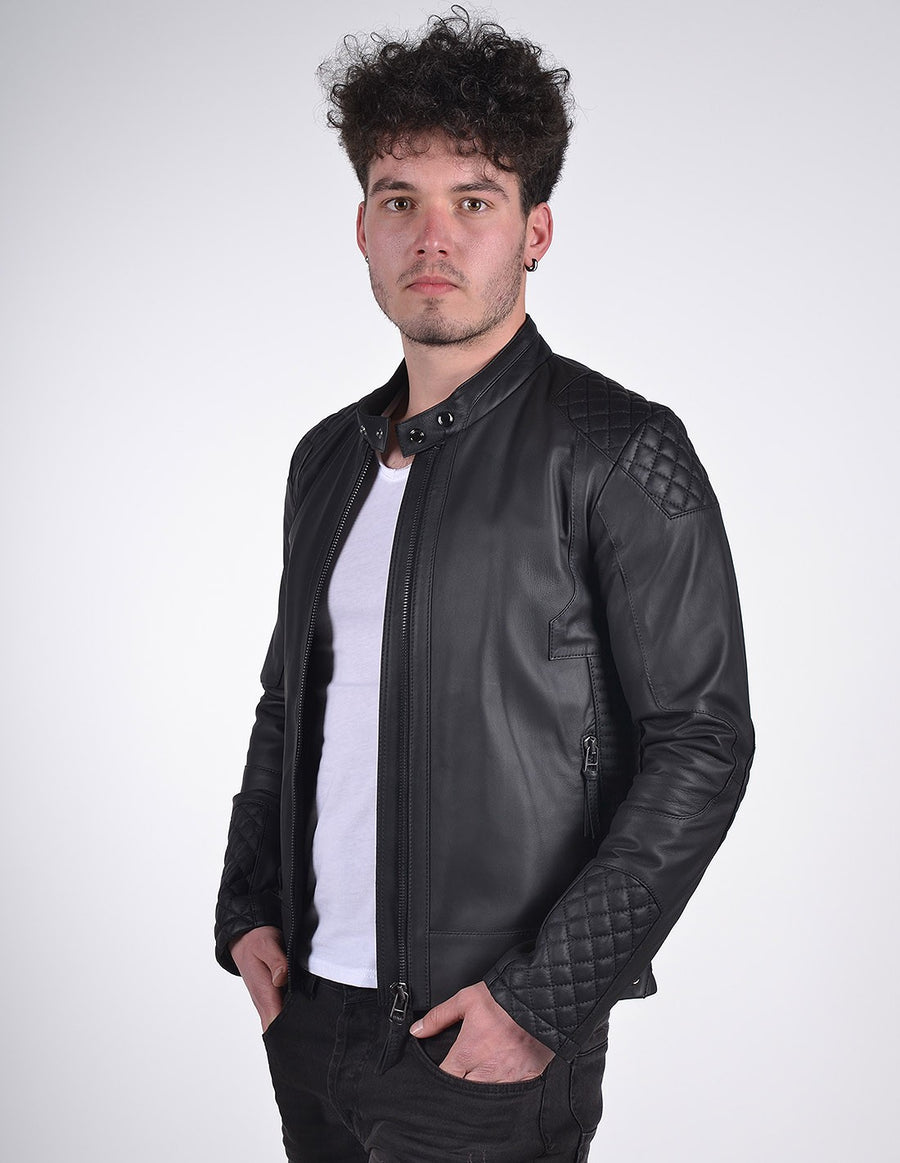 Men's Fitted Black Leather Jacket