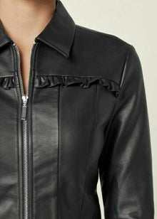 Motorcycle Biker Top Shirt Slim-Fit For Women & Girls Real Genuine Leather - Luxurena Leather