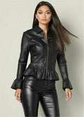 Motorcycle Biker Top Shirt Slim-Fit For Women & Girls Real Genuine Leather - Luxurena Leather