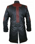Red & Black Long Leather For Men Winter Coat - Luxurena Leather