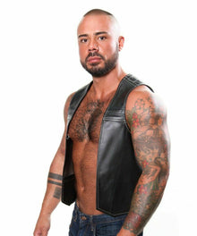 SPORT QUILTED BAR VEST Genuine Leather Contrast Stitching Cropped Men - Luxurena Leather