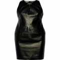 Sheath Dress Sleeveless Crew-Neck Mini Stylish Genuine Soft Leather Women Dress - Luxurena Leather