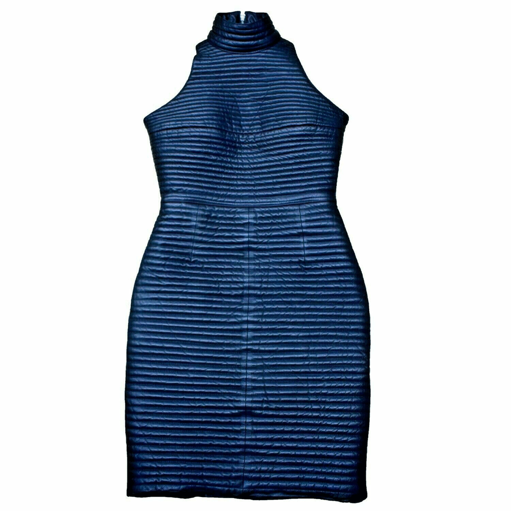 Real leather Soft feel Women Sleeveless Mini Coat Dress Half Neck fully Quilted - Luxurena Leather