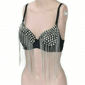 Spike Rivet Tassels Punk Bra Studded Crop Top Leather Bras Sexy Stylish - Luxurena Leather