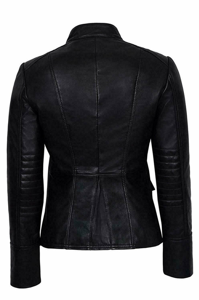 Black Military Women Top Parade Style Soft Real Nappa Genuine Leather ...