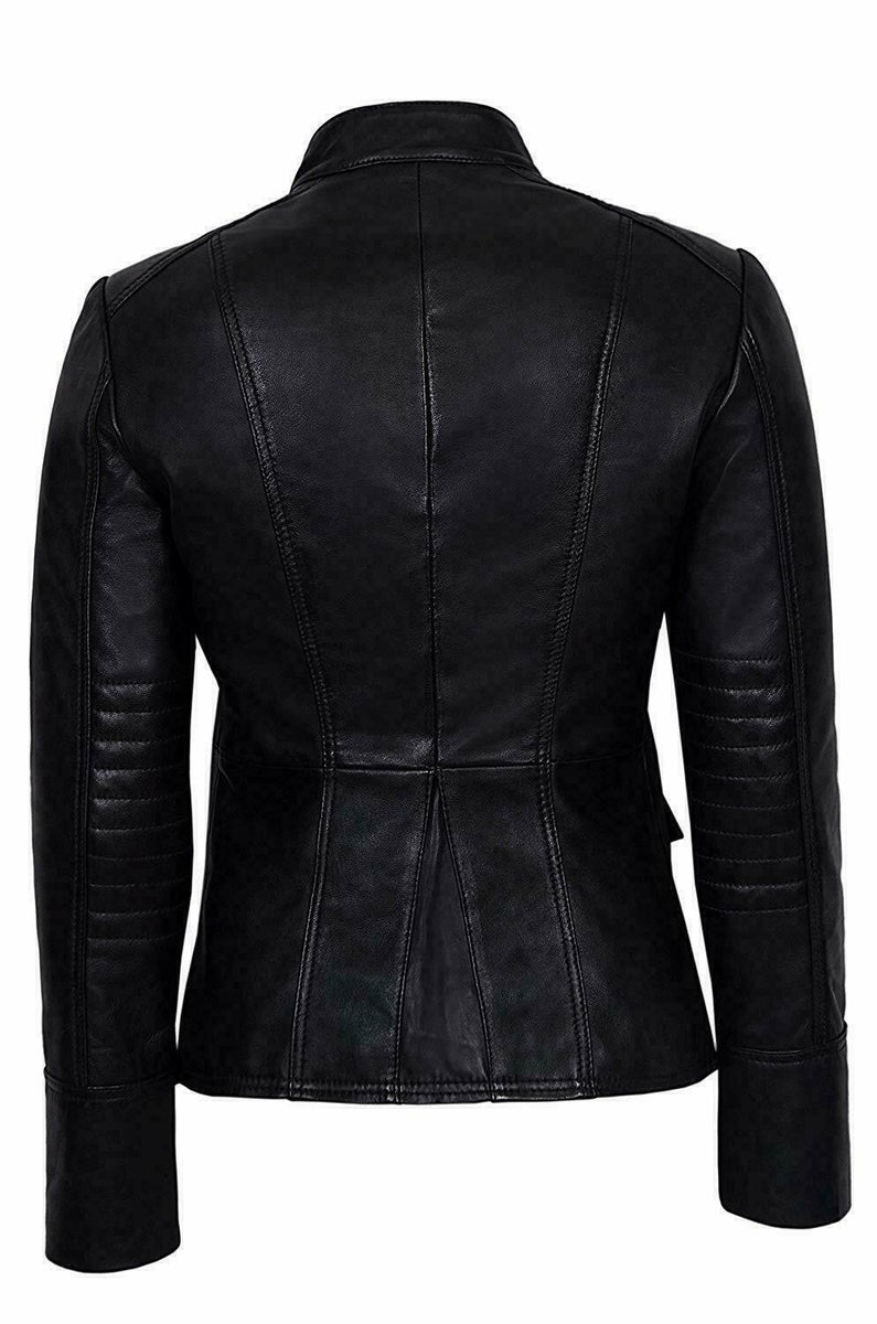 Black Military Women Top Parade Style Soft Real Nappa Genuine Leather