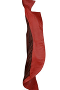 Ladies Gothic Red Knee Length Women Coat Style Fitted Nappa Leather Jacket - LuxurenaMall