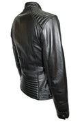 Luxury Ladies Black Casual Style Fitted Motorcycle Real Nappa Leather Jacket - LuxurenaMall