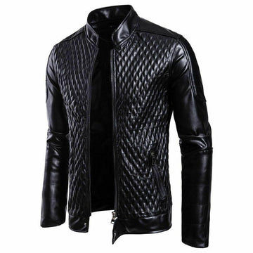 Men Black Leather Jacket - LuxurenaMall
