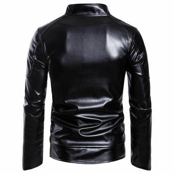 Men's Genuine Leather Cafe Racer Bomber Quilted Plain Back Motorcycle Biker Black Jacket