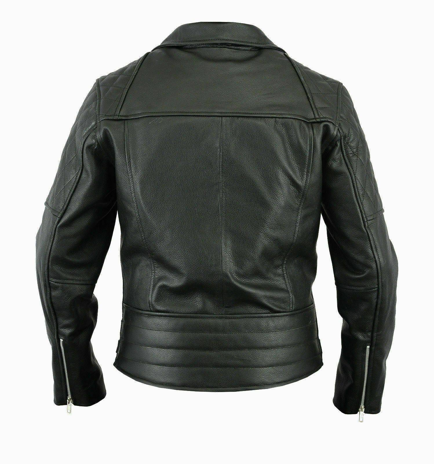 Mens Brando Cafe Racer Motorcycle Black Leather Biker Jacket - Luxurena Leather