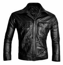 Mens Elvis Presley Rock N Roll Black Leather Jacket - Luxurena Leather