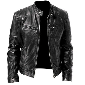 Mens Inception Dom Cobb Leonardo DiCaprio Black Leather Biker Jacket - LuxurenaMall