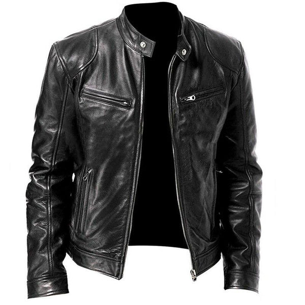 Men's Genuine Leather Inception Dom Cobb Leonardo DiCaprio Motorcycle Biker Black Jacket