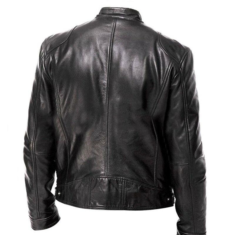 Mens Inception Dom Cobb Leonardo DiCaprio Black Leather Biker Jacket - LuxurenaMall