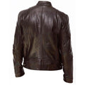 Mens Inception Dom Cobb Leonardo DiCaprio Brown Leather Biker Jacket - LuxurenaMall