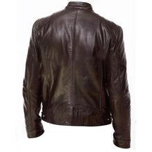Mens Inception Dom Cobb Leonardo DiCaprio Brown Leather Biker Jacket - LuxurenaMall