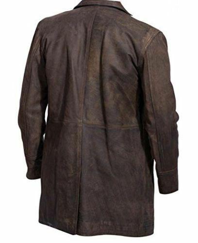 Mens John Hurts War Doctor Who Distressed Brown Leather Coat - LuxurenaMall
