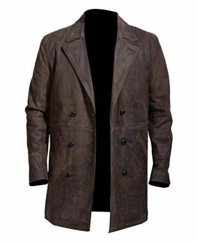 Mens John Hurts War Doctor Who Distressed Brown Leather Coat - LuxurenaMall