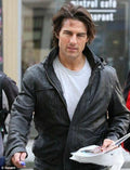 Mens Mission Impossible Ghost Protocol Tom Cruise Hooded Black Leather Jacket - LuxurenaMall