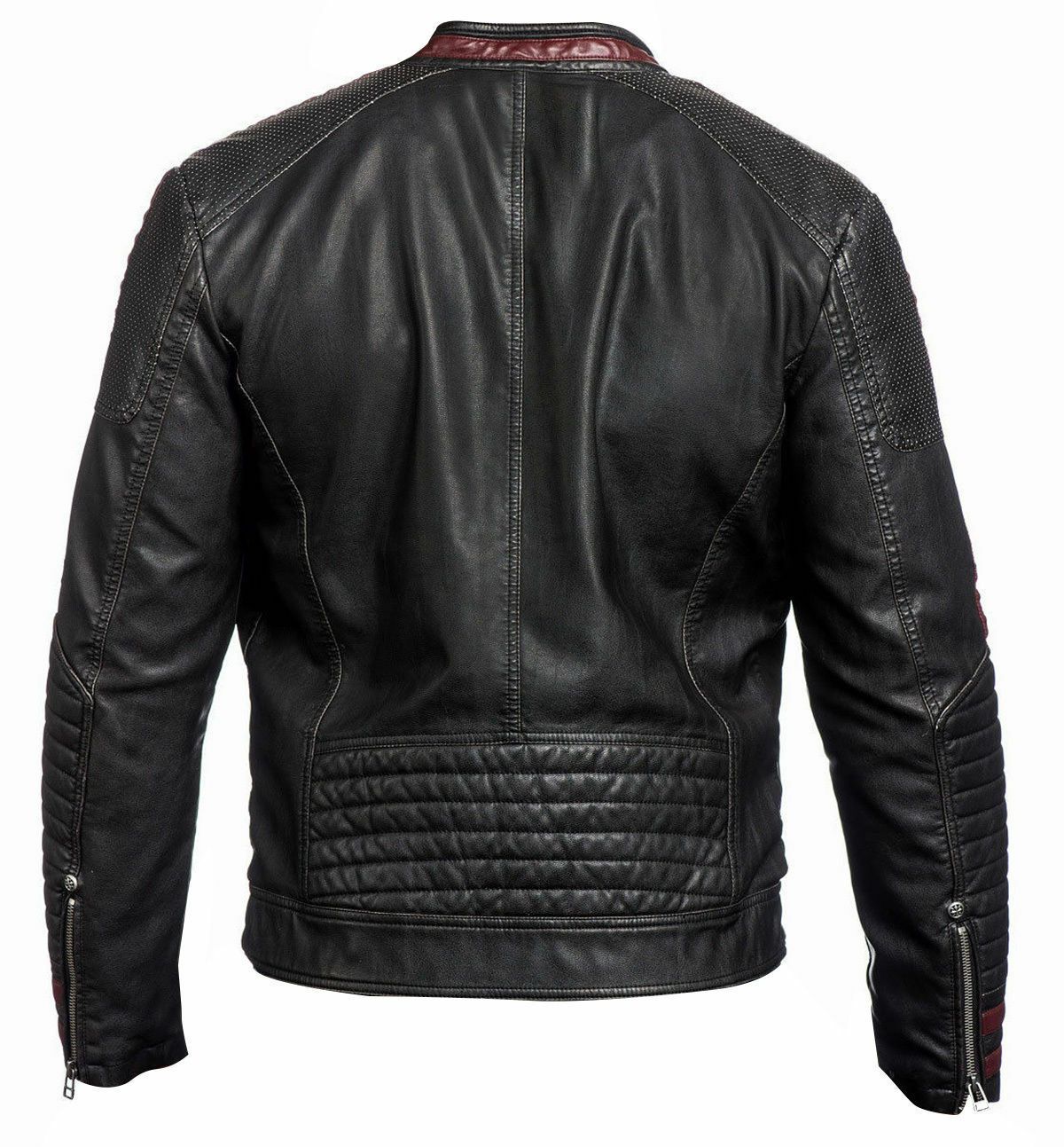 Mens N7 Mass Effect 3 Commander Shepard Motorcycle Black Leather Biker Jacket - LuxurenaMall