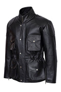 Mens New York Police Classic Style Black Leather Jacket Coat - Luxurena Leather