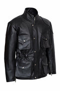 Mens New York Police Classic Style Black Leather Jacket Coat - Luxurena Leather
