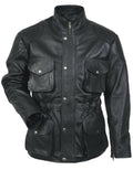 Mens New York Police Classic Style Black Leather Jacket Coat - Luxurena Leather