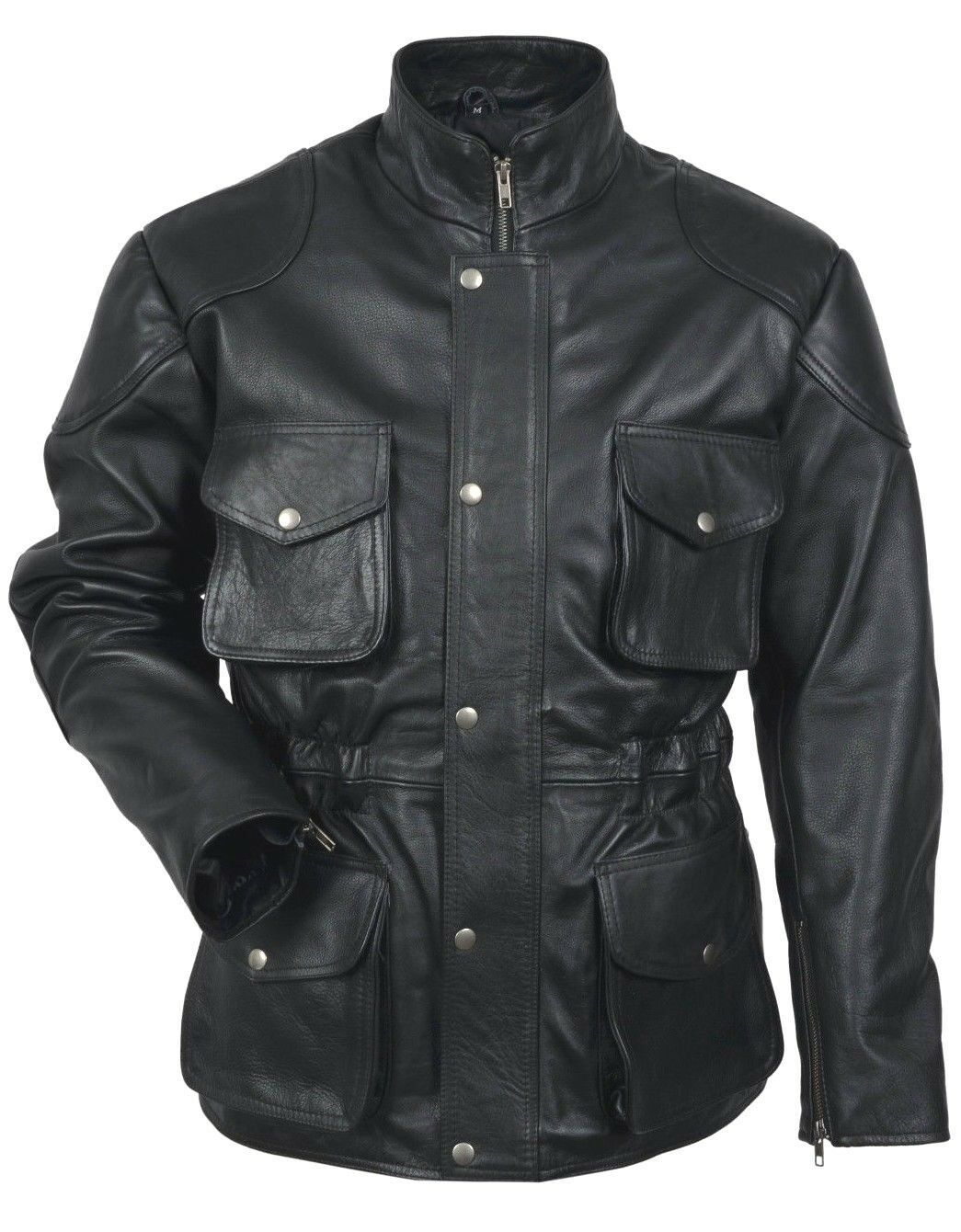 Mens New York Police Classic Style Black Leather Jacket Coat - Luxurena Leather