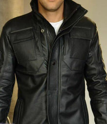 Mens Slim Fit Motorcycle Black Leather Biker Jacket - LuxurenaMall