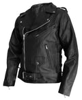 Mens Terminator Marlon Brando Hollywood Style Black Real Leather Biker Jacket - LuxurenaMall