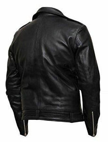 Mens The Walking Dead Negan Jeffrey Dean Morgan Black Leather Biker Jacket - LuxurenaMall