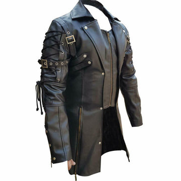Men's Van Helsing Steampunk Black Leather Trench Coat
