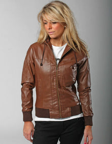 Classic Fashion Women Brown Leather Jacket-Luxurena Leather