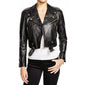 Women's Slim Fit Short Black Leather Biker Jacket
