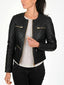 Women's Genuine Leather Slim Fit Kay Michael Diamond Quilted Motorcycle Biker Black Jacket