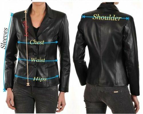 Womens One Button Blazer Black Leather Coat Jacket - LuxurenaMall