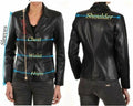 Womens One Button Blazer Black Leather Coat Jacket - LuxurenaMall