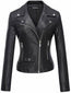 Womens Retro Cafe Racer Black Leather Biker Jacket