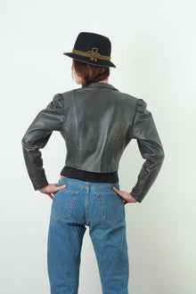 Womens Slim Fit Moto Bolero Shrug Black Leather Biker Jacket - LuxurenaMall