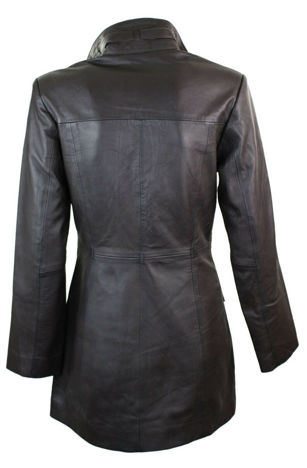 Womens Vintage Red Leather Long Trench Coat - LuxurenaMall