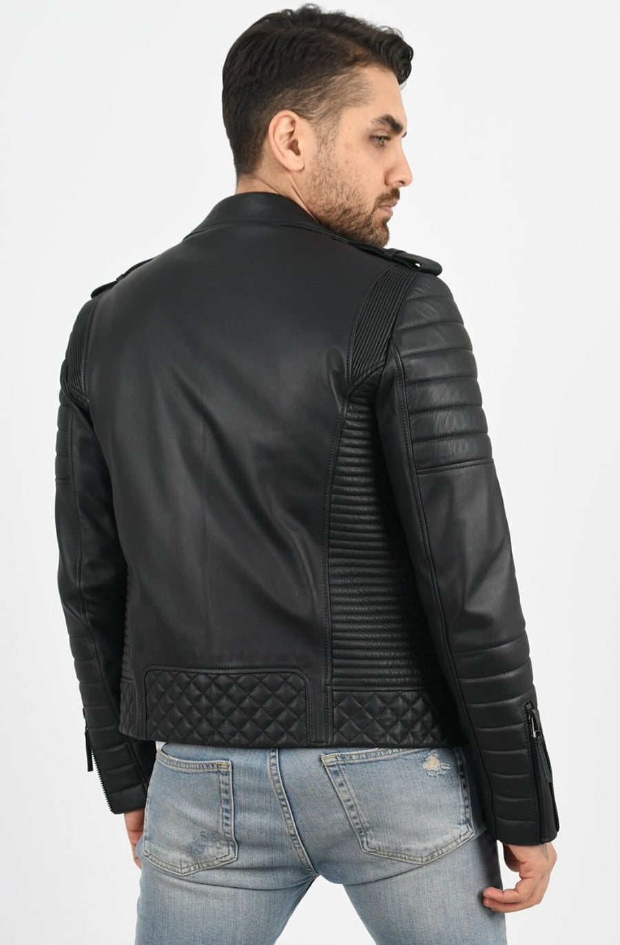 Men's Biker Black Leather Jacket