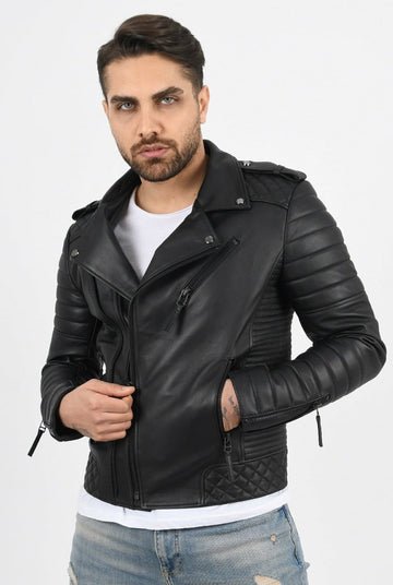 Men's Biker Black Leather Jacket