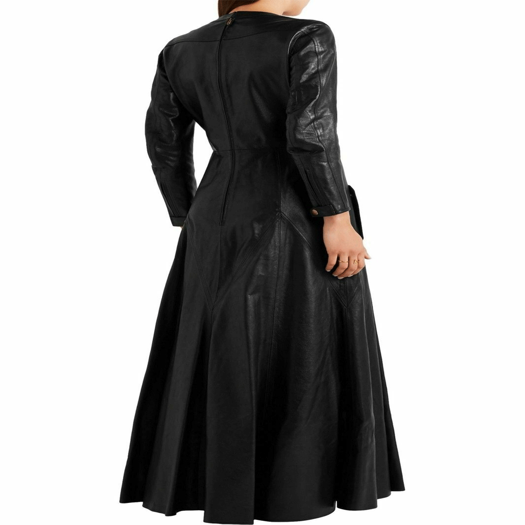 New Stylish Womens 100% Genuine Leather long maxi trench coat for parties Casual - Luxurena Leather