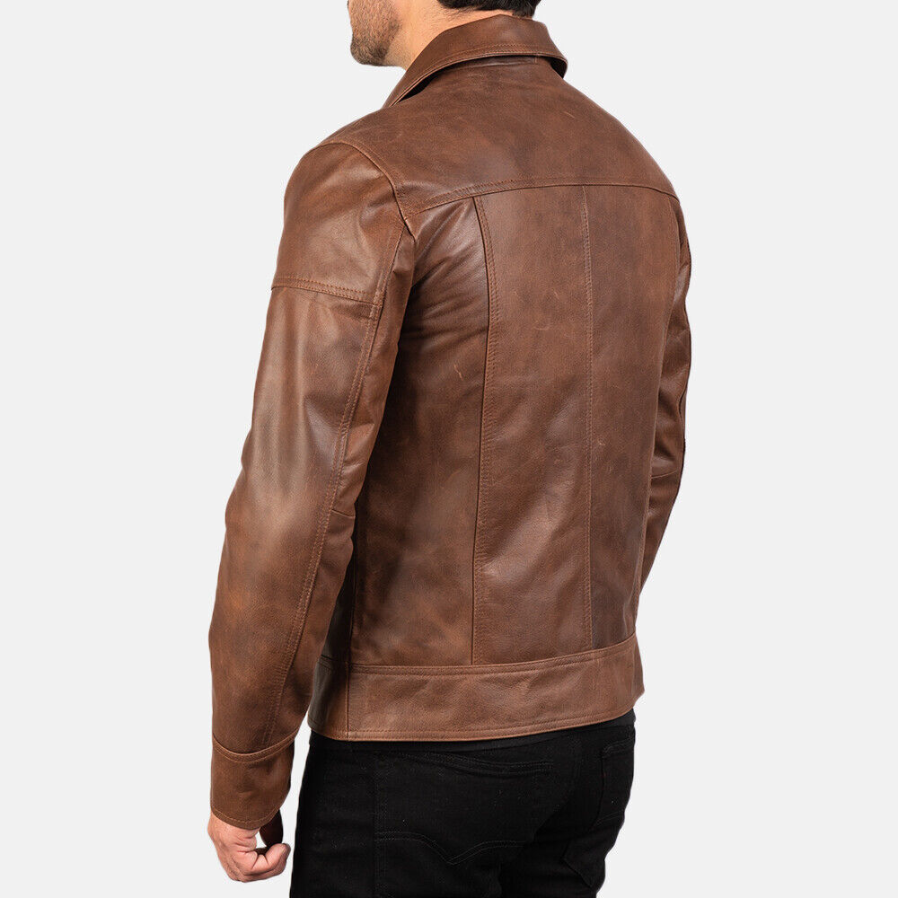 Men's Cafe Racer Brown Leather Jacket