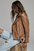 NWT FREE PEOPLE x UNDERSTATED LEATHER WESTERN DOME STUDDED JACKET SIZE LARGE - Luxurena Leather