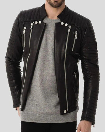 Men's Stylish Biker Black Leather Jacket
