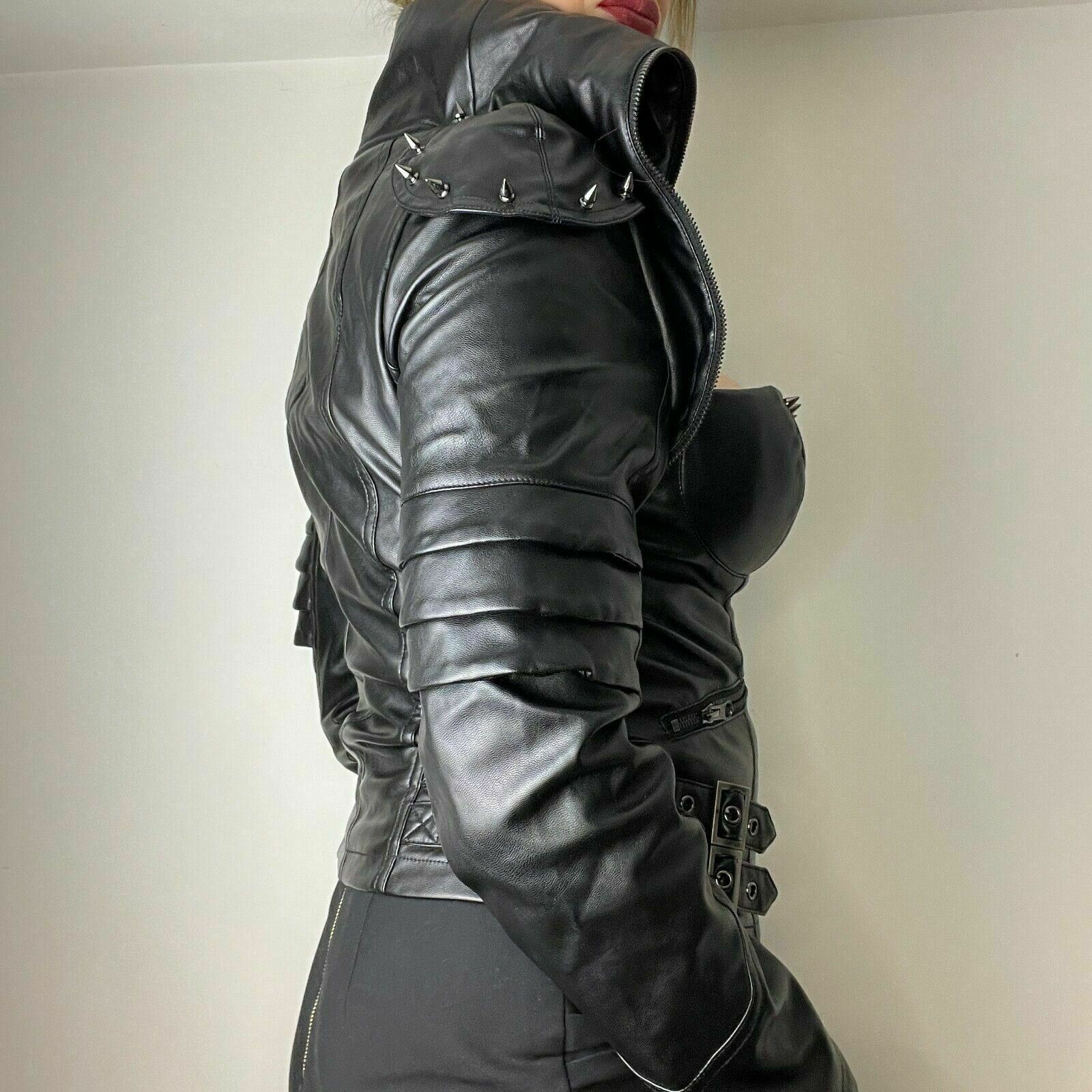 Punk Rave: Punk Gothic Size XL 12 Black Leather Studded Jacket Alt egirl Goth - Luxurena Leather
