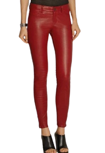 Leather Pants Size Women Women's Pant Leggings High Leg Skinny Trousers Red